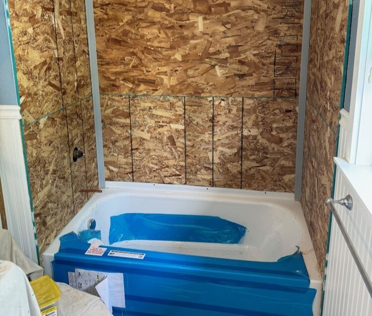 Tub and shower replacement in progress